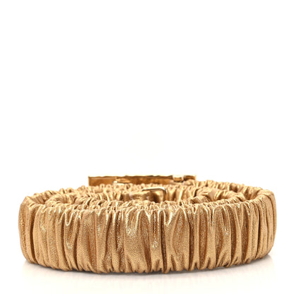 Chanel Metallic Lambskin Ruched Logo Belt 85 34 Gold 2 of 3