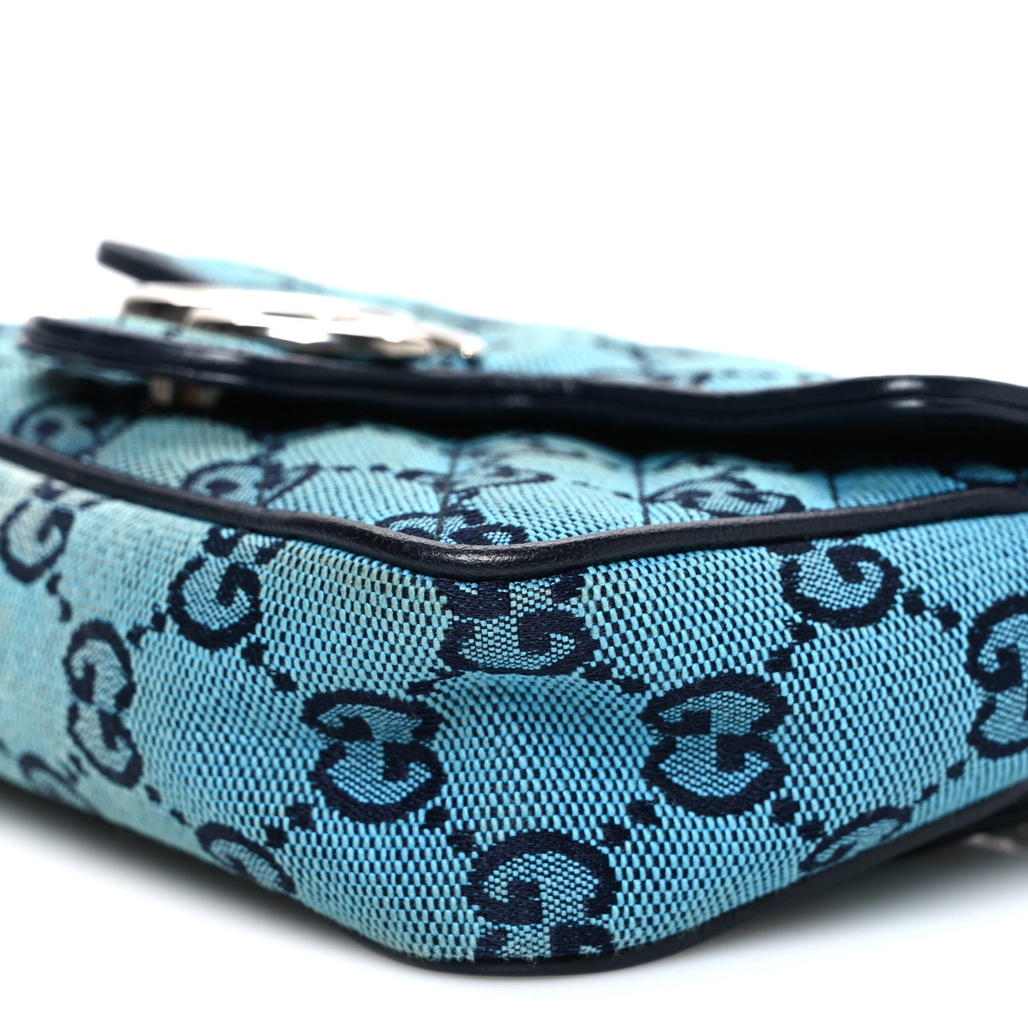 Gucci Monogram Multicolor Matelasse Diagonal Super Mini GG Marmont Shoulder Bag Light Blue 10 of 10