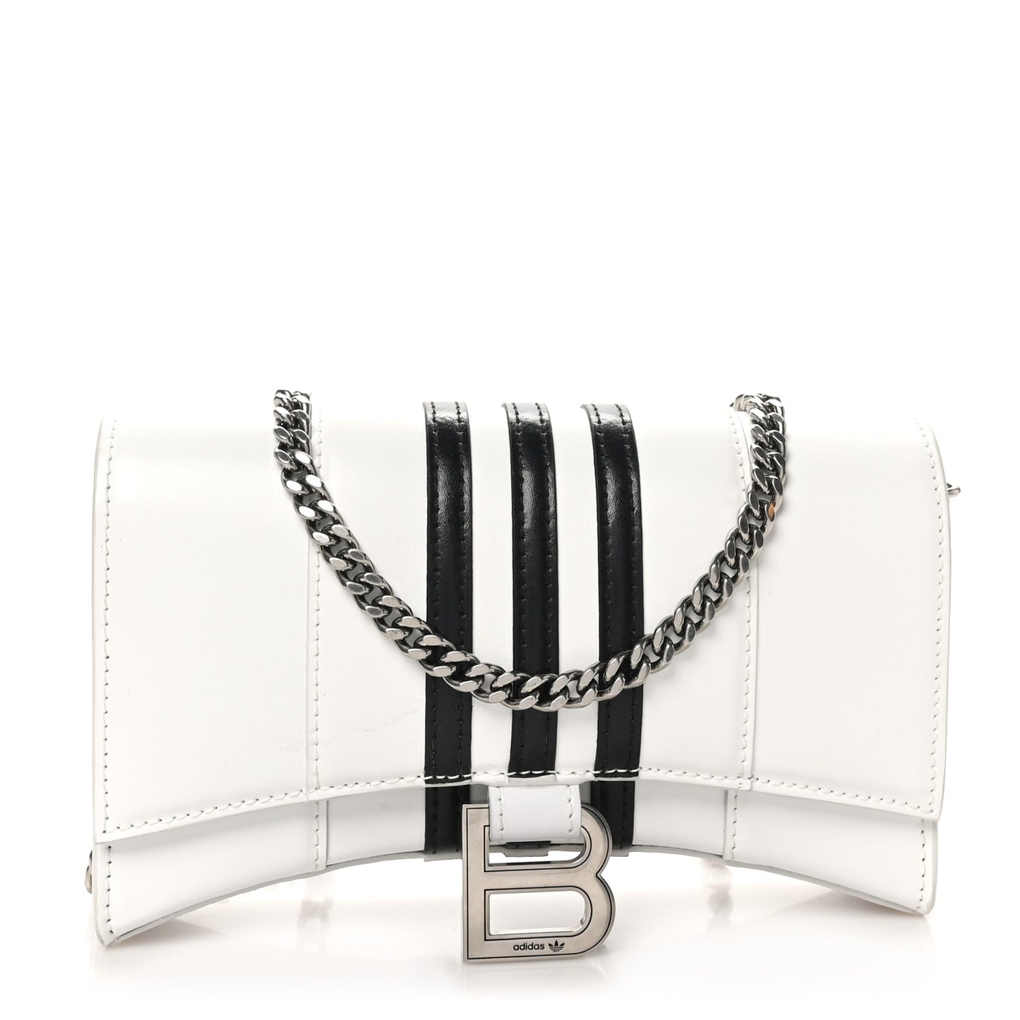 X ADIDAS Box Calfskin Hourglass Chain Bag White