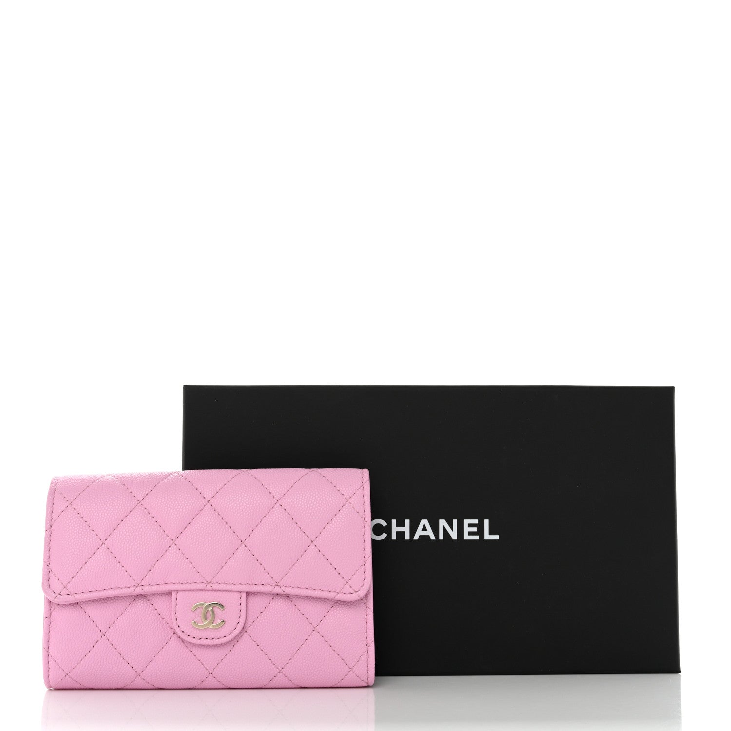 Chanel Caviar Quilted Medium Flap Wallet Pink 10 of 10