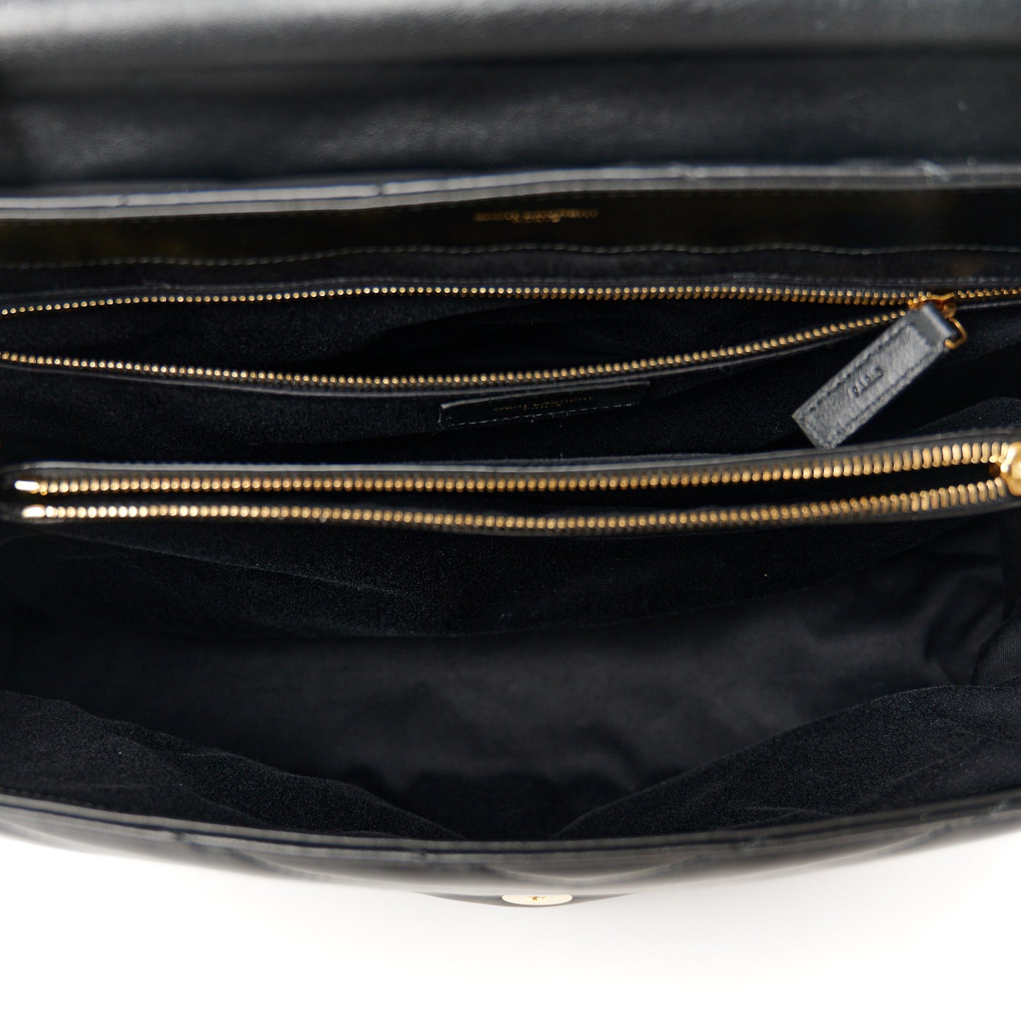 Calfskin Y Quilted Monogram Large Loulou Chain Satchel Black