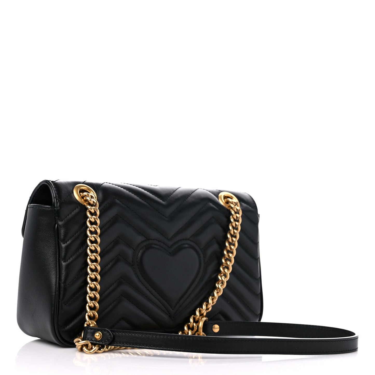 Calfskin Matelasse Small GG Marmont Shoulder Bag Black