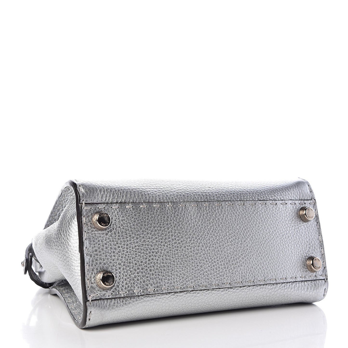 Cuoio Romano Lux Selleria Mini Peekaboo Iconic Satchel Argento