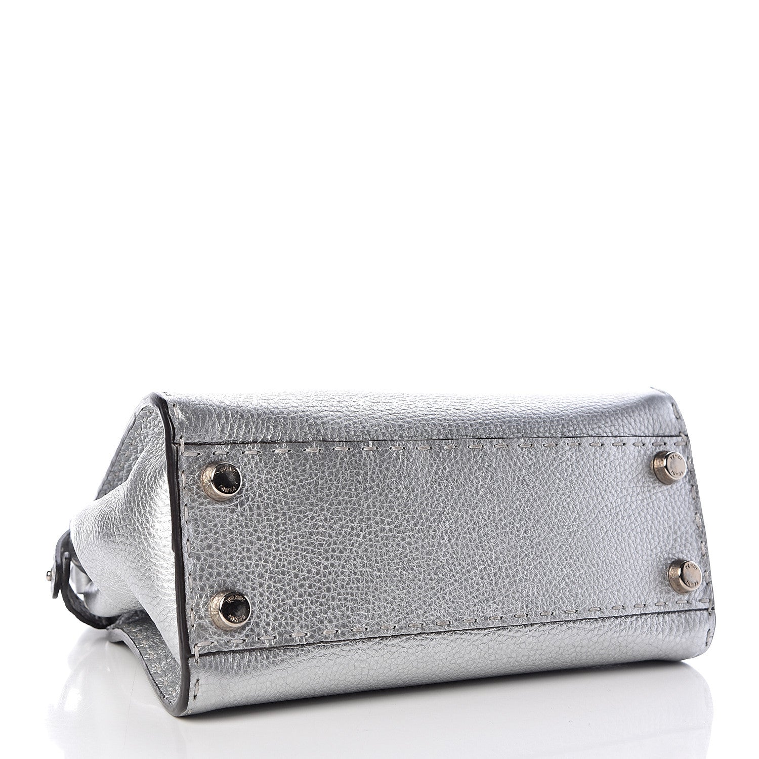 Fendi Cuoio Romano Lux Selleria Mini Peekaboo Iconic Satchel Argento 4 of 13