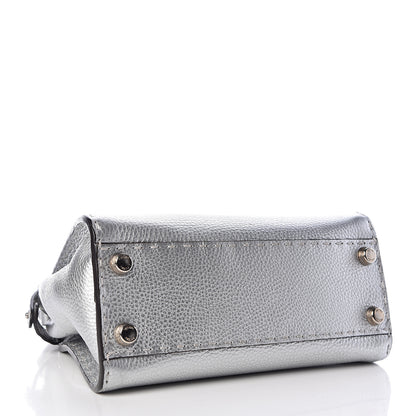 Fendi Cuoio Romano Lux Selleria Mini Peekaboo Iconic Satchel Argento 4 of 13