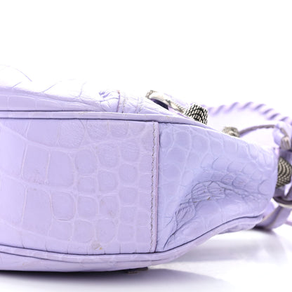 Balenciaga Extra Supple Calfskin Crocodile Embossed Le Cagole Shoulder Bag XS Lilac 11 of 11