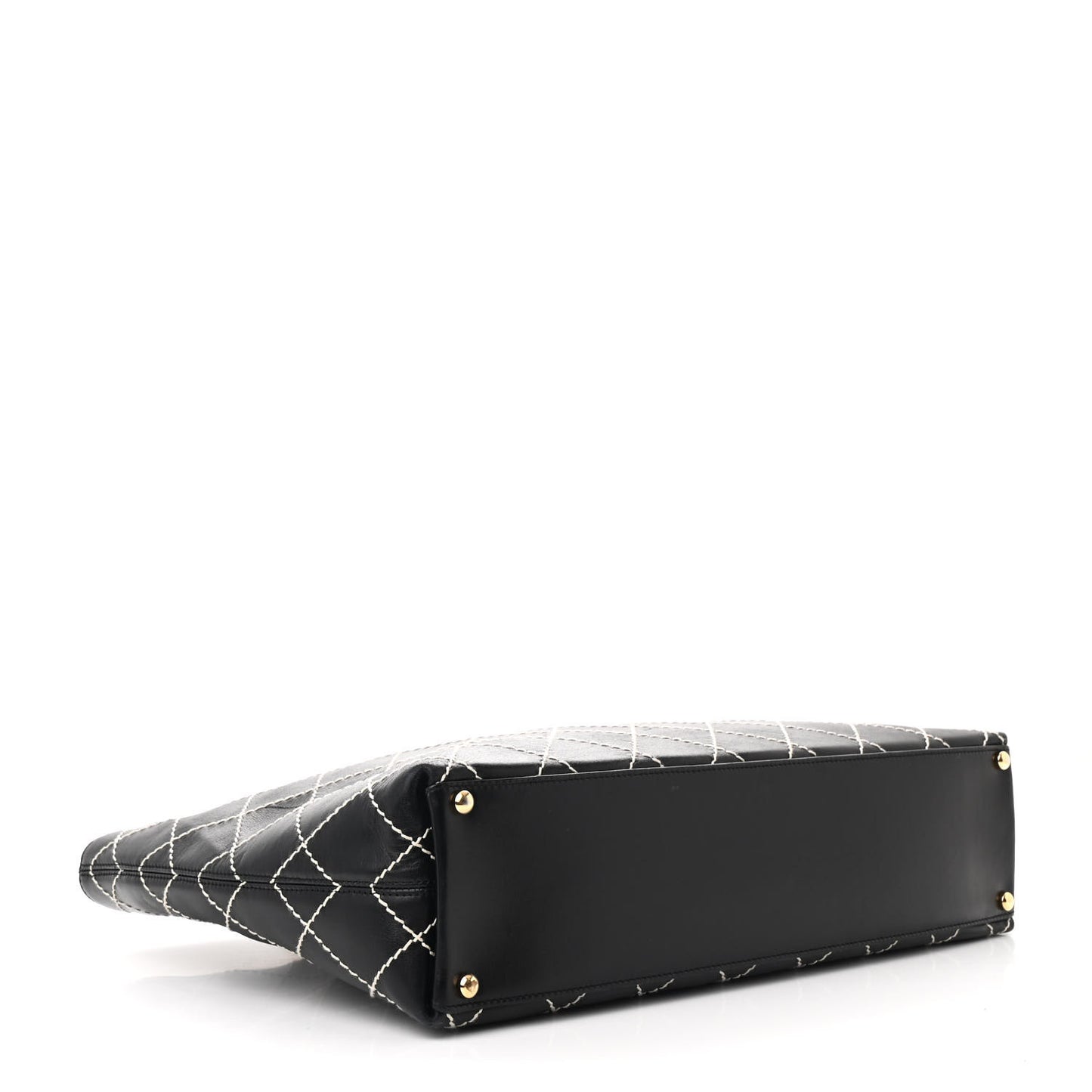 Calfskin Wild Stitch Large Tote Black