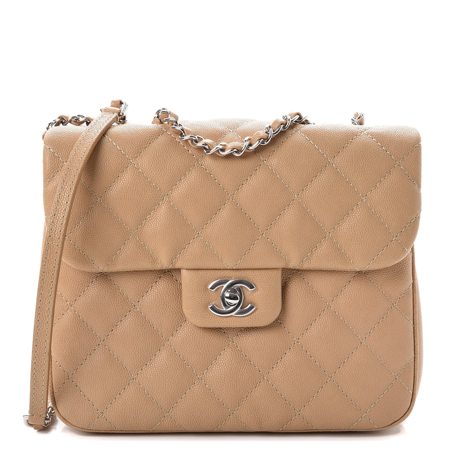 Caviar Quilted Medium Urban Companion Flap Beige