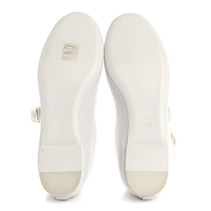 Chanel Lambskin Mary Jane Flats 36.5 White 6 of 10