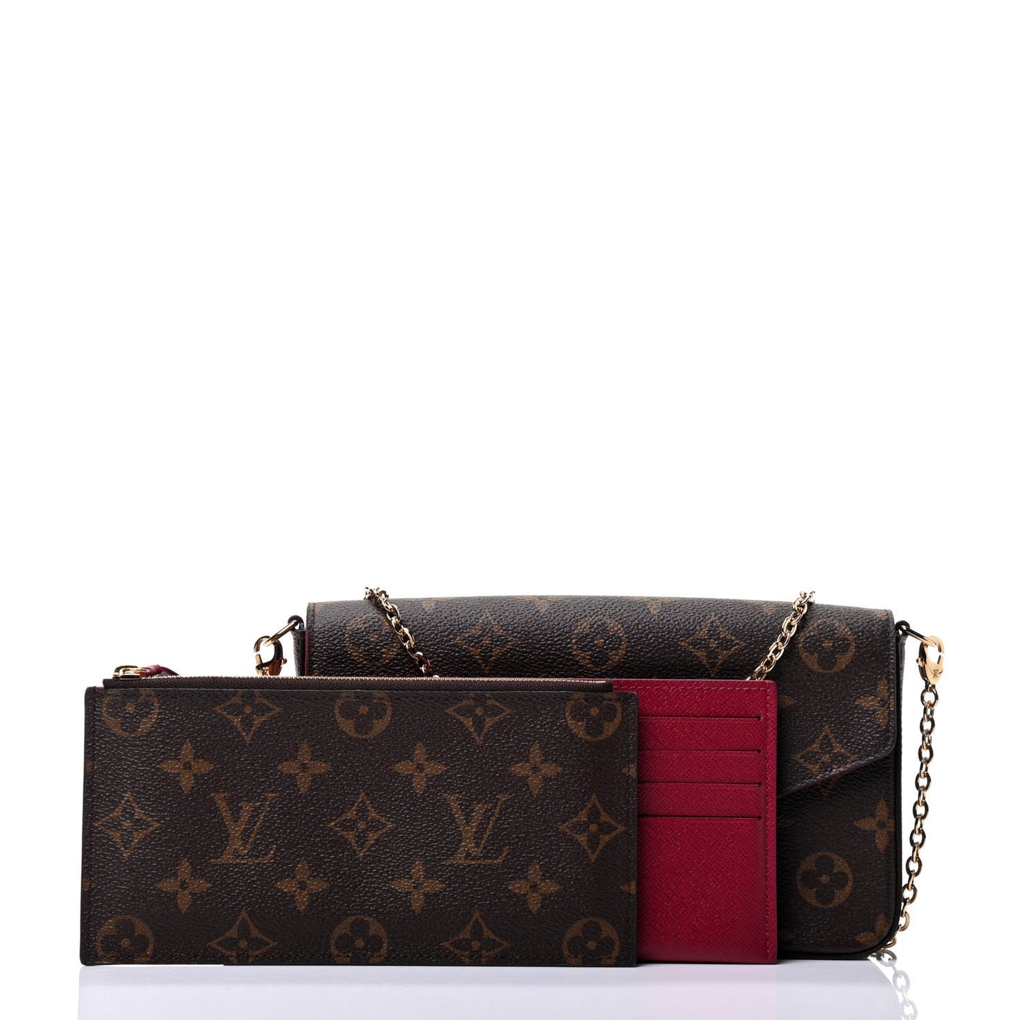 Monogram Pochette Felicie Chain Wallet Fuchsia