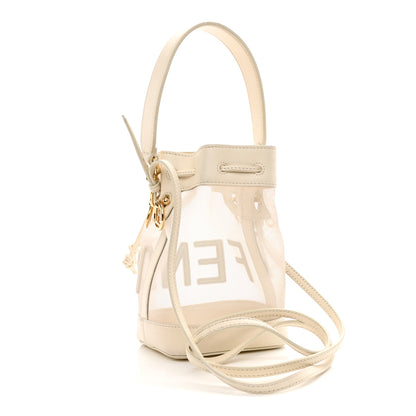 Fendi Mesh Vitello King F is Fendi Logo Embroidered Mini Mon Tresor Bucket Bag Sabbia White Ice 3 of 12