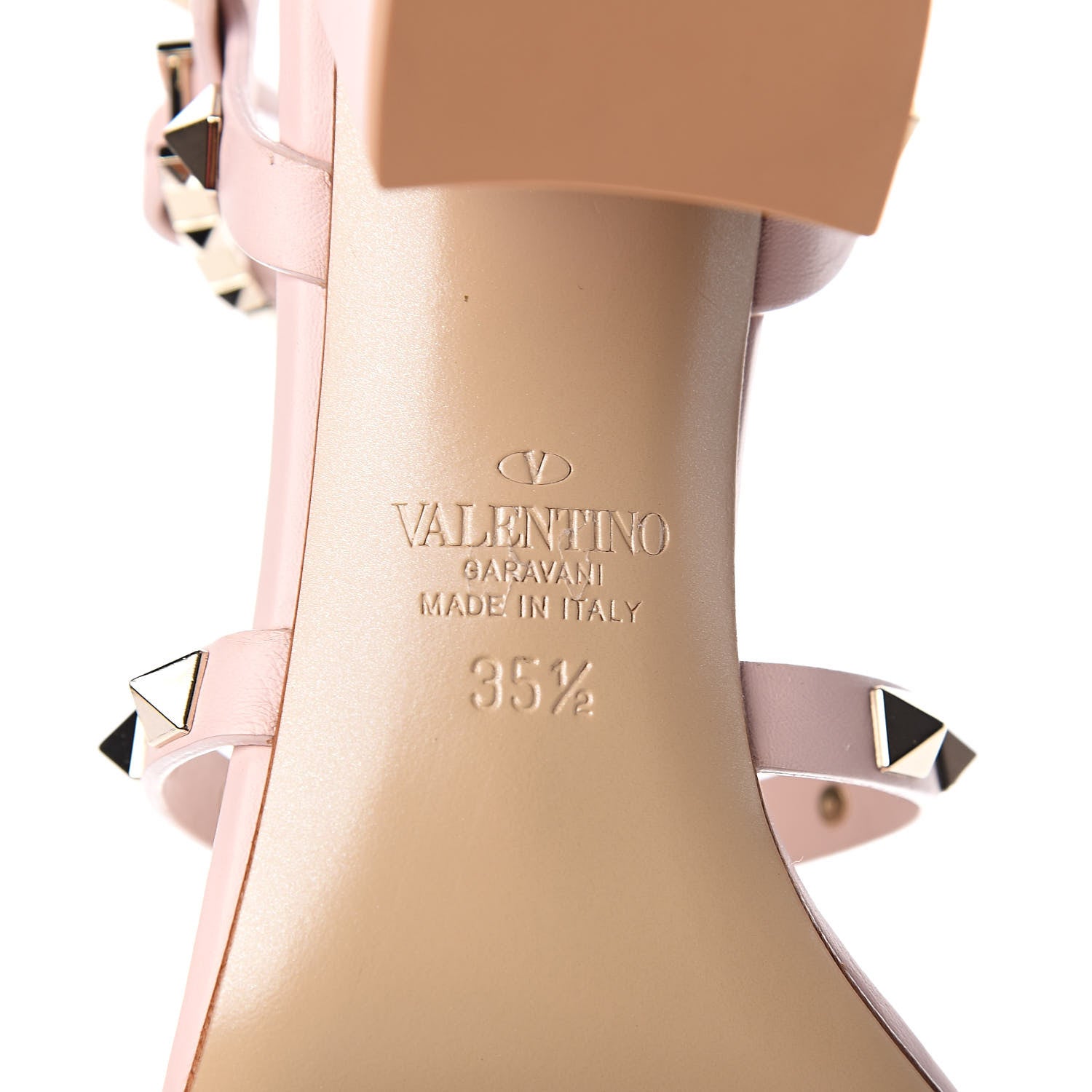 Valentino Garavani Calfskin Rockstud 60mm City Sandals 35.5 Water Rose 6 of 8