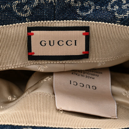 Gucci Washed Jacquard Denim Nappa GG Monogram Oscar Bucket Hat L Denim Cuir 8 of 9