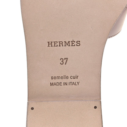Hermes Box Calfskin Oran Sandals 37 Rose Pale 6 of 9