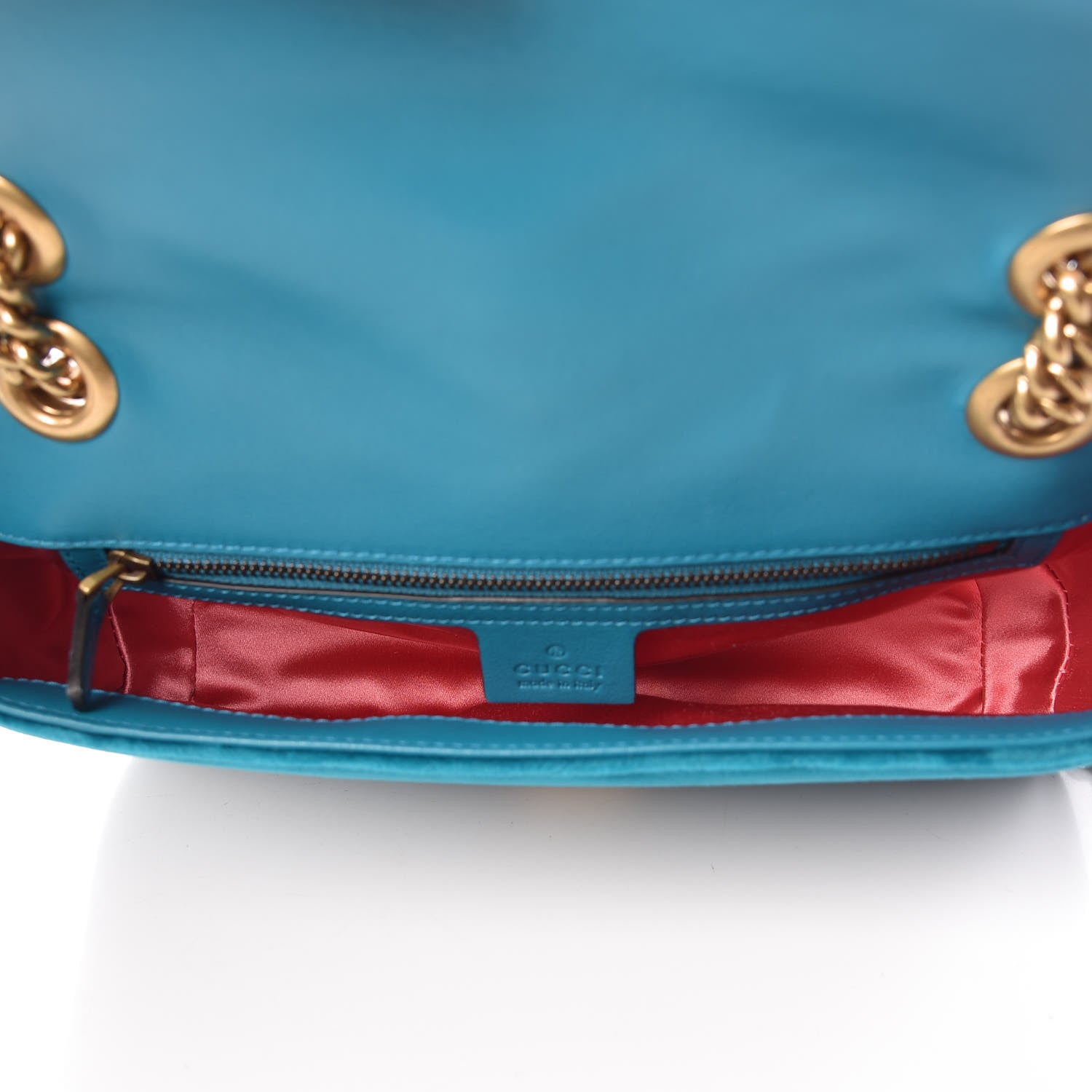 Gucci Velvet Matelasse Small GG Marmont Shoulder Bag Pavone Cyan 5 of 7