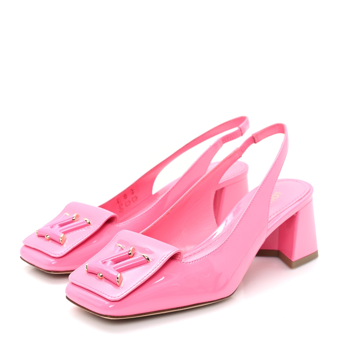 Patent Calfskin Shake Slingback Pumps 37.5 Pink 35 Pink