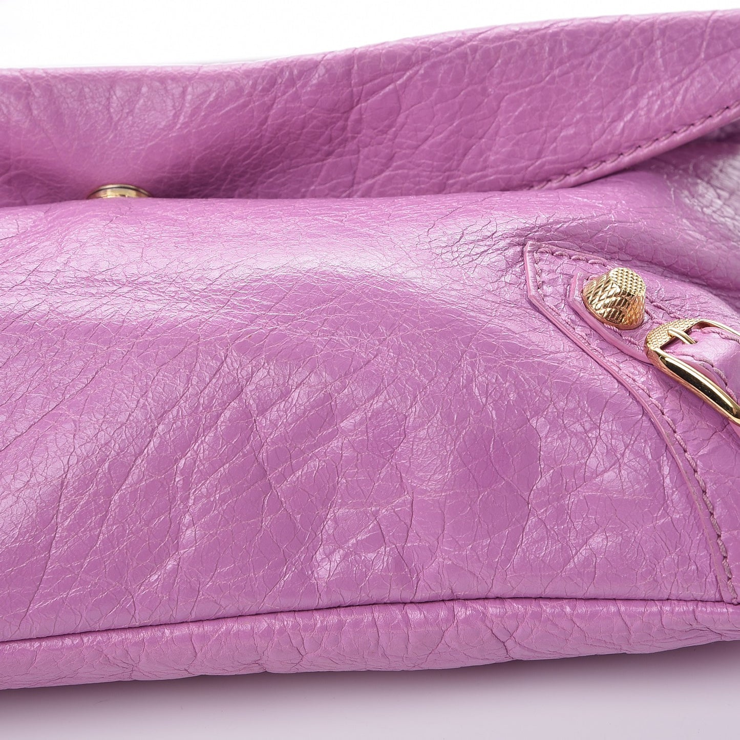 Agneau Giant 12 Gold Hardware Envelope Strap Clutch Rose Berlingot
