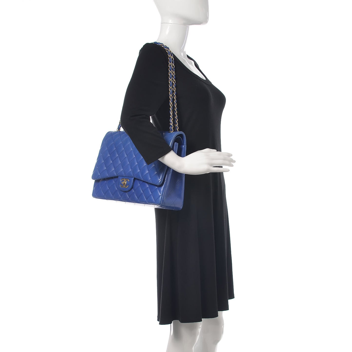 Lambskin Quilted Maxi Double Flap Blue