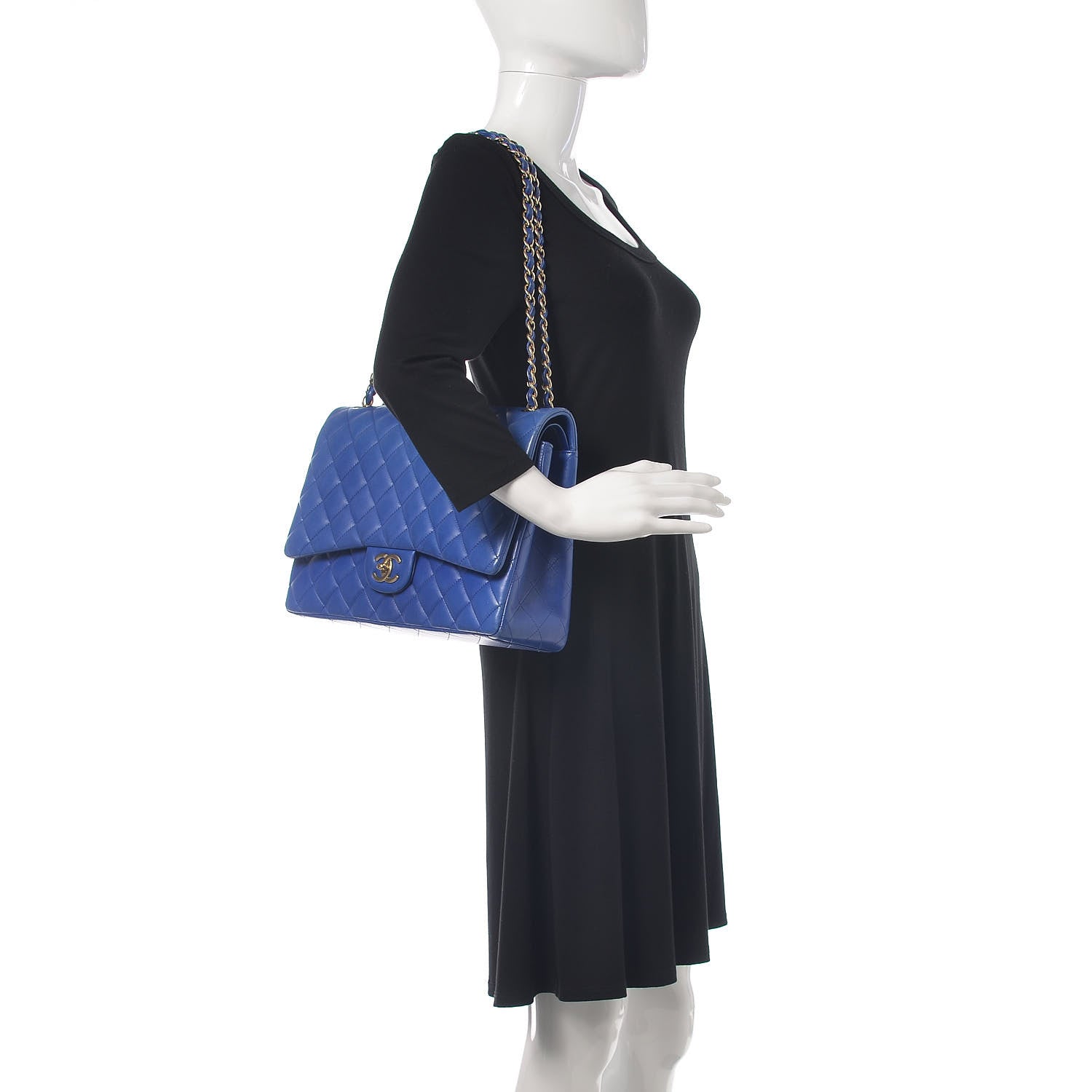 Chanel Lambskin Quilted Maxi Double Flap Blue 2 of 19