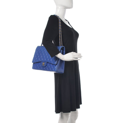 Chanel Lambskin Quilted Maxi Double Flap Blue 2 of 19