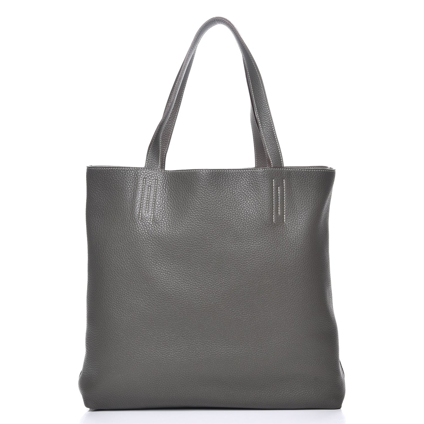 Taurillon Clemence Double Sens 45 Reversible Tote Etoupe Etain