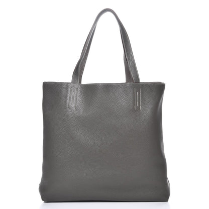 Hermes Taurillon Clemence Double Sens 45 Reversible Tote Etoupe Etain 4 of 11
