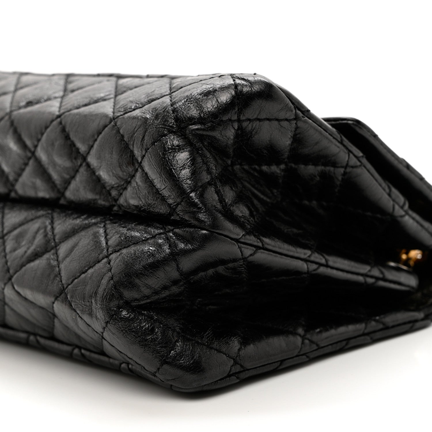 Chanel Glazed Aged Calfskin Quilted Accordion Reissue 2.55 Flap Black 8 of 8