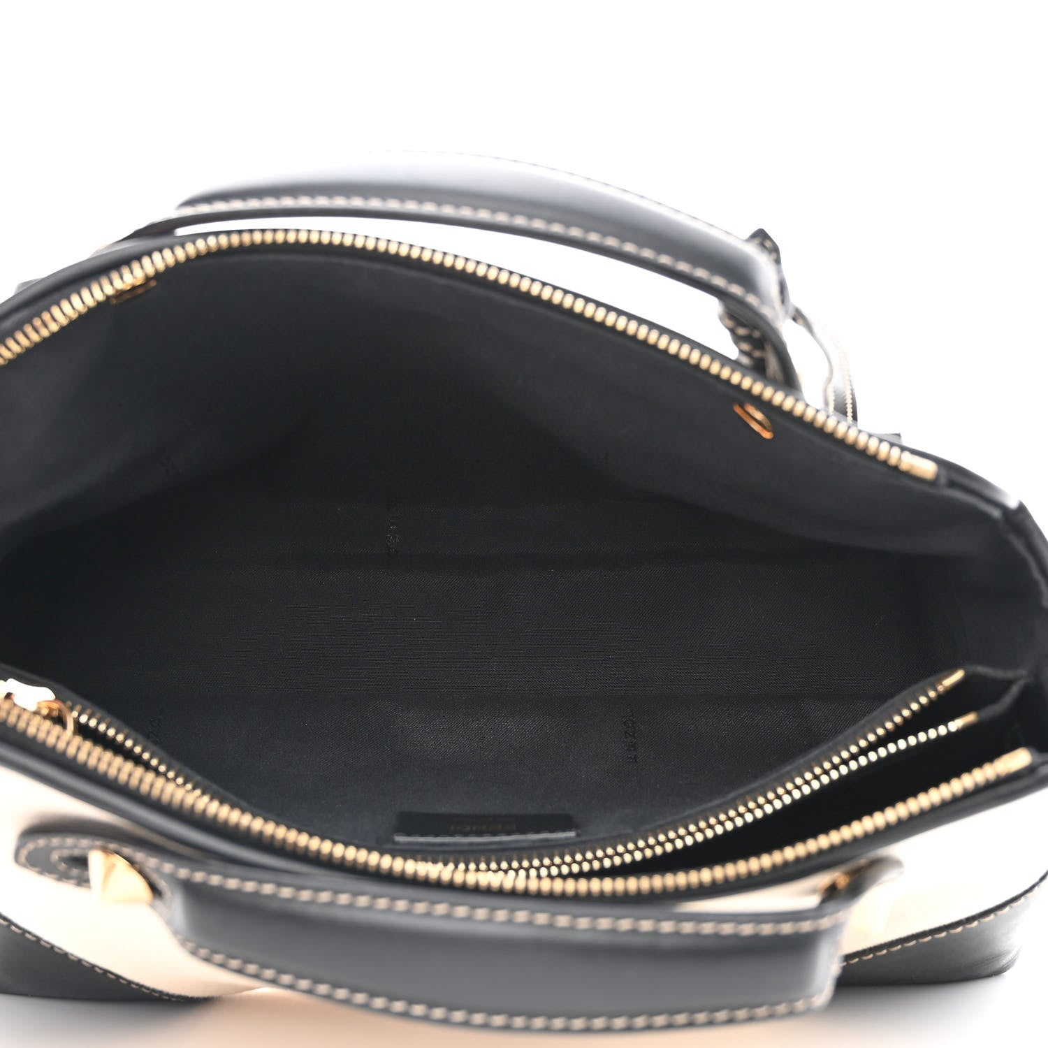 Fendi Canvas Vitello King Logo Embroidered Medium By The Way Boston Bag Grezzo Black 5 of 12
