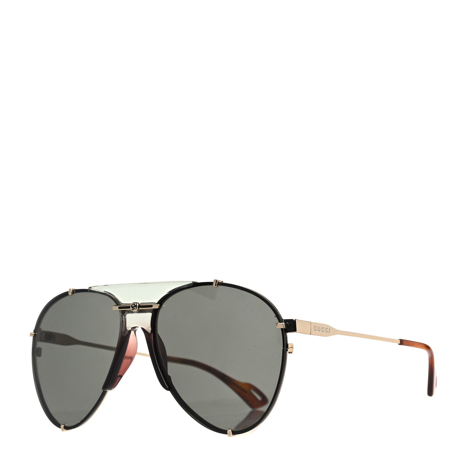 Gucci Metal Aviator Frame Sunglasses GG0740S Black 1 of 8