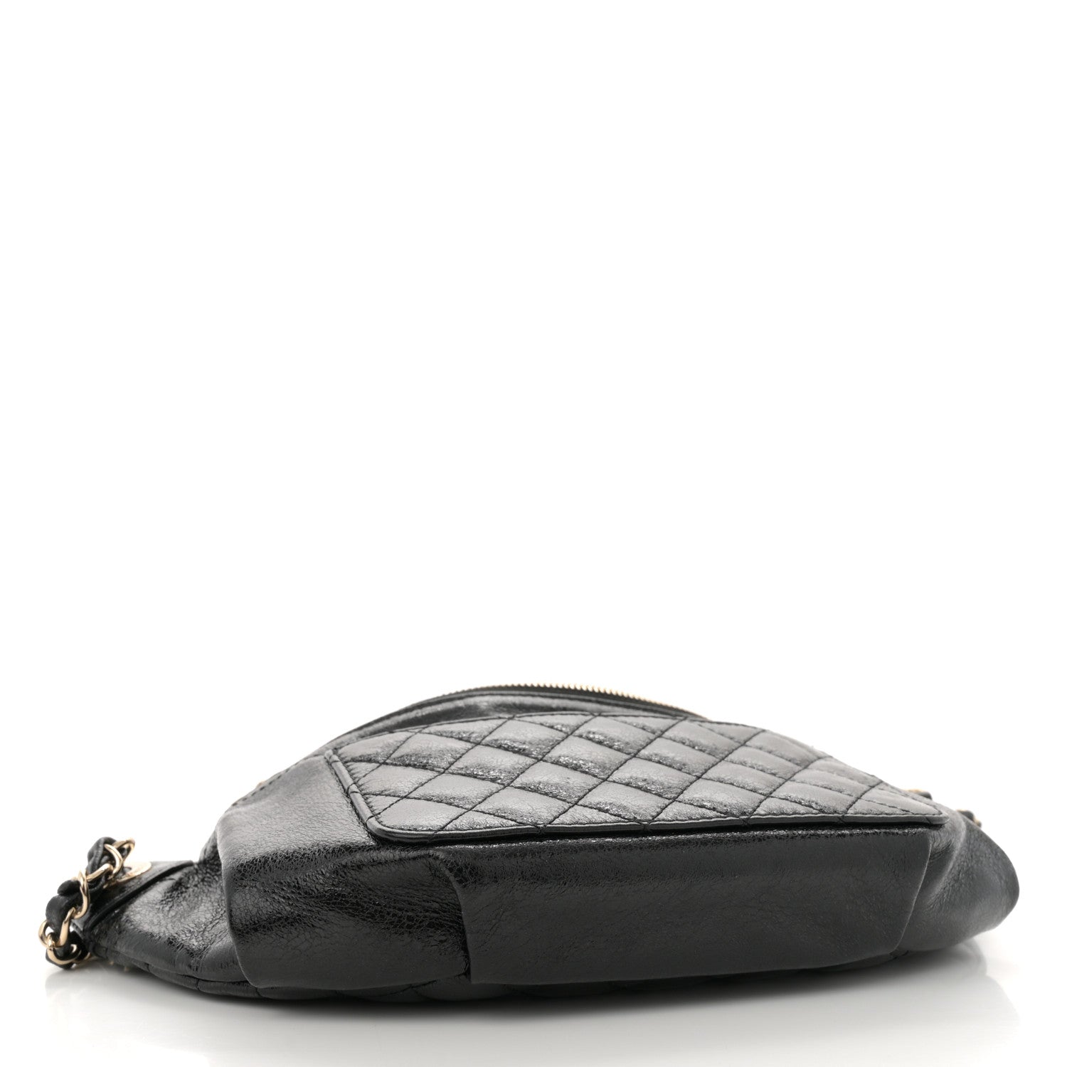 Chanel Crumpled Glazed Lambskin Quilted Waist Bag Fanny Pack Black 4 of 10