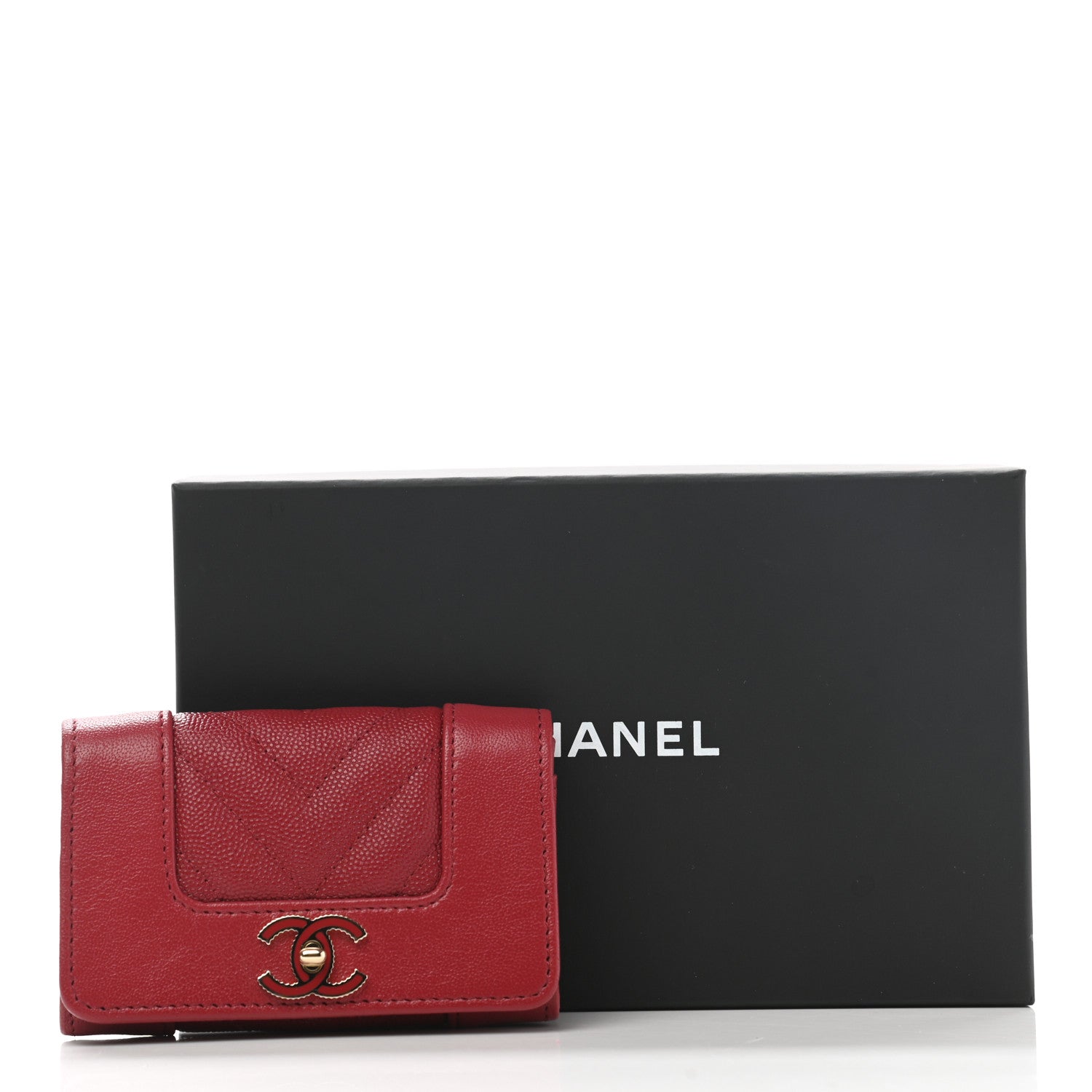 Chanel Caviar Chevron Quilted Mademoiselle Flap Card Holder Dark Pink 9 of 9