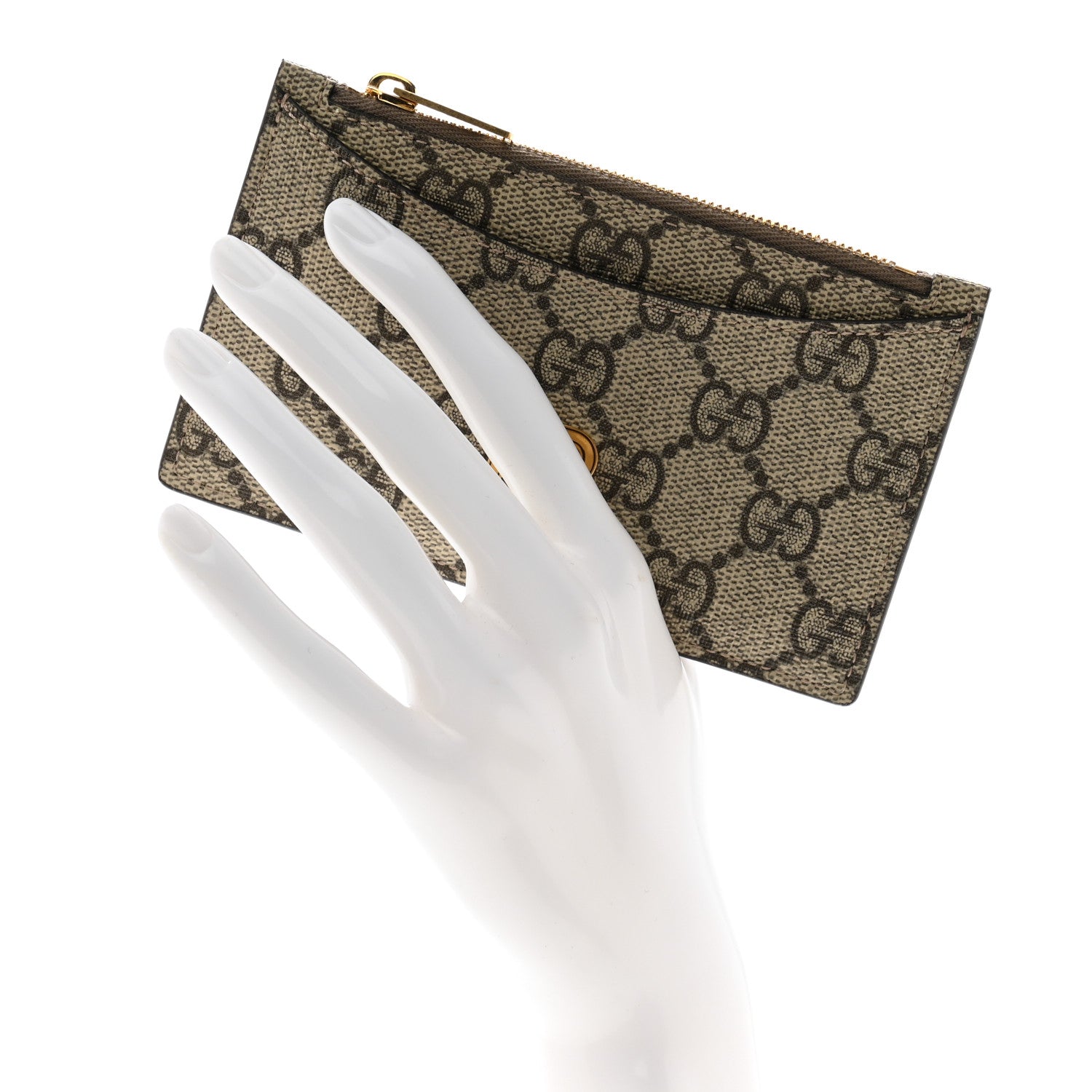 Gucci X BALENCIAGA GG Supreme Monogram Zip Card Case Beige Ebony 2 of 7