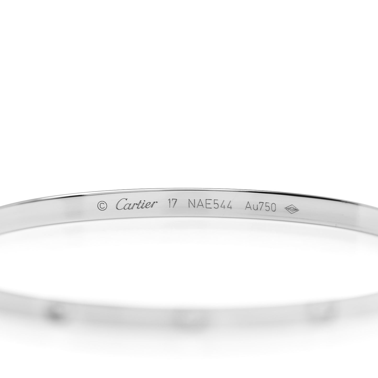 18K White Gold 10 Diamond Small LOVE Bracelet 17