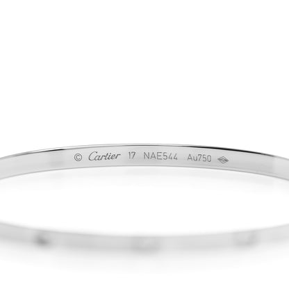 Cartier 18K White Gold 10 Diamond Small LOVE Bracelet 17 4 of 5