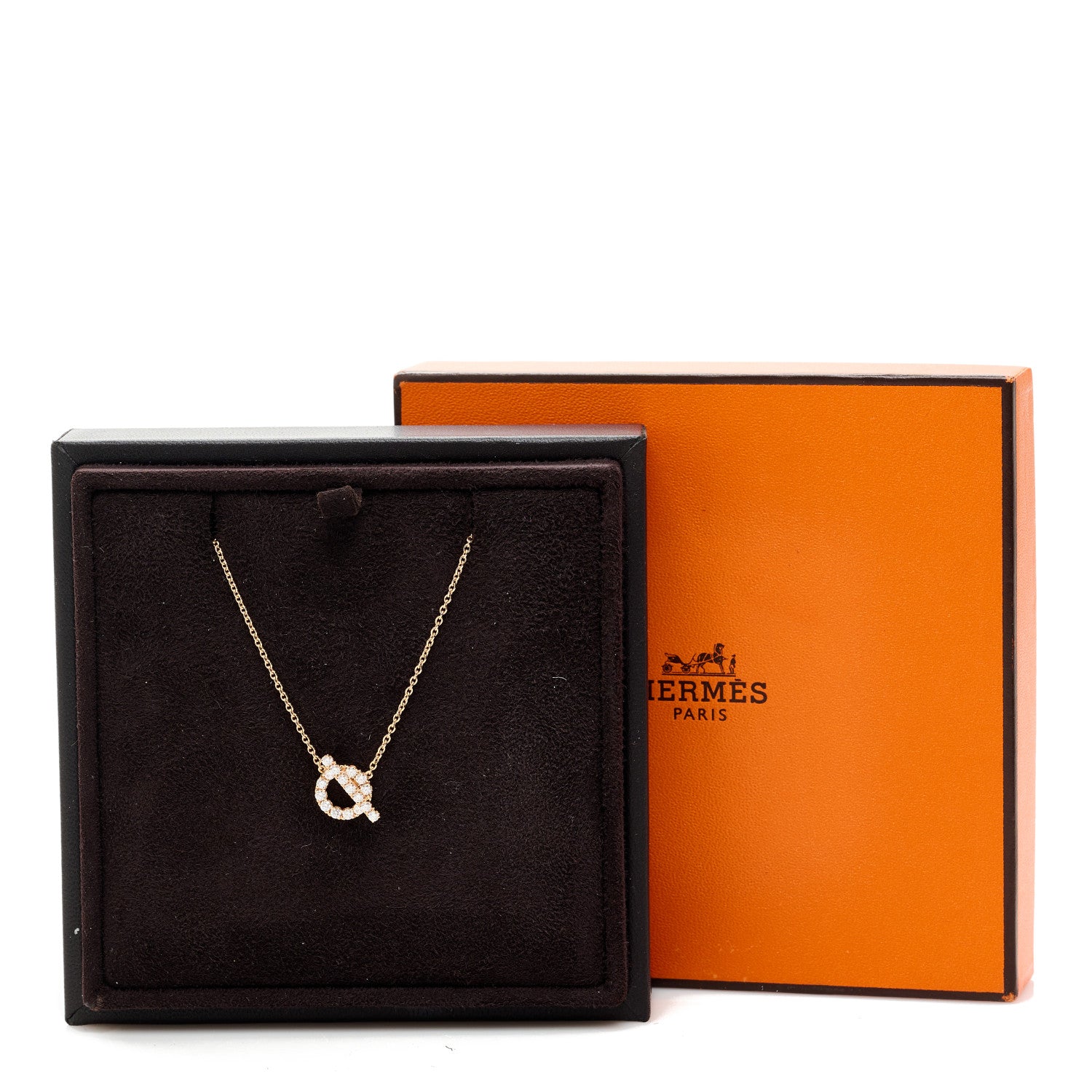 Hermes 18K Rose Gold Diamond Finesse Pendant Necklace 6 of 6