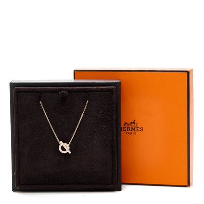 Hermes 18K Rose Gold Diamond Finesse Pendant Necklace 6 of 6