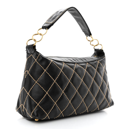 Chanel Calfskin Wild Stitch Hobo Black 3 of 16