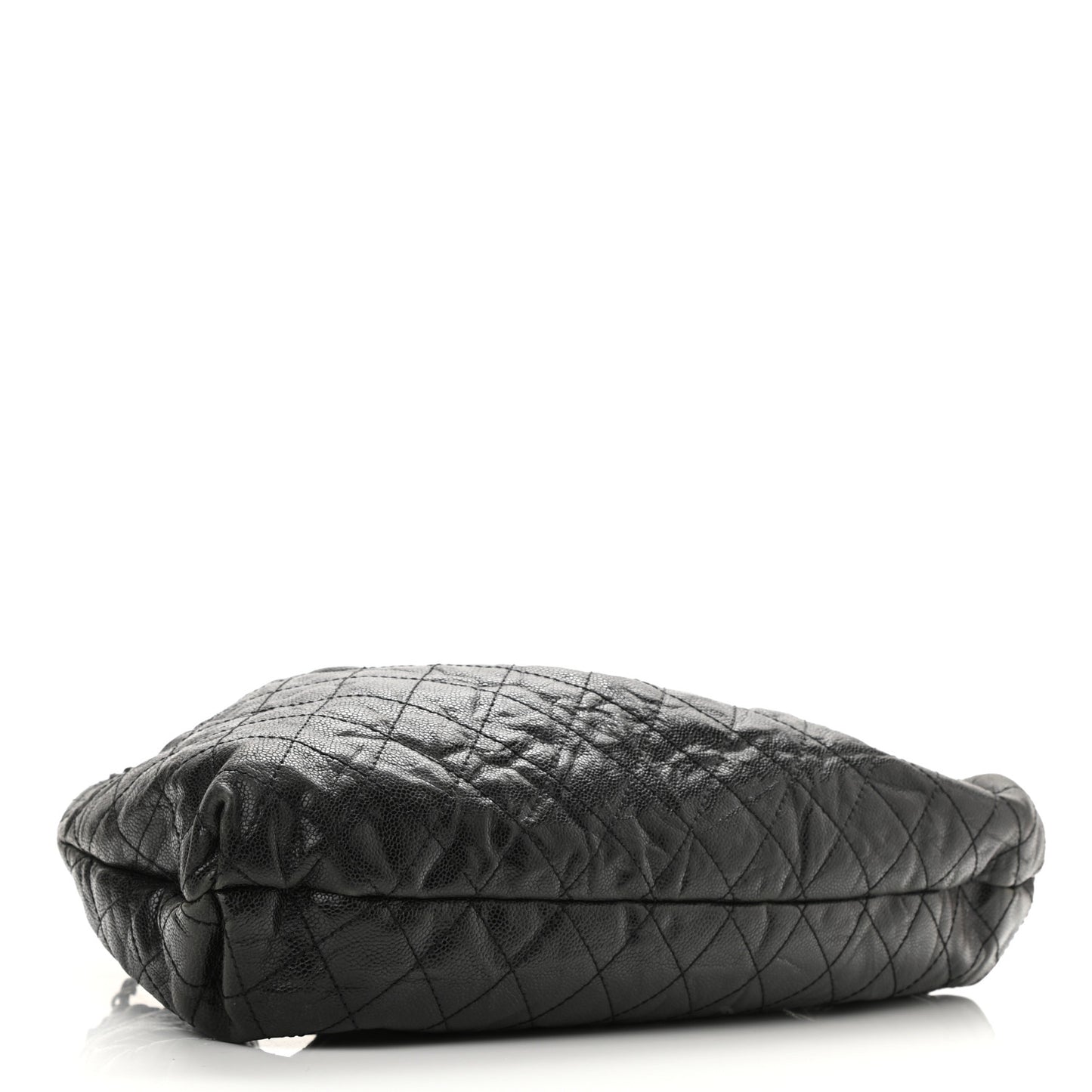 Caviar Quilted Medium Elastic Shopping Tote Black