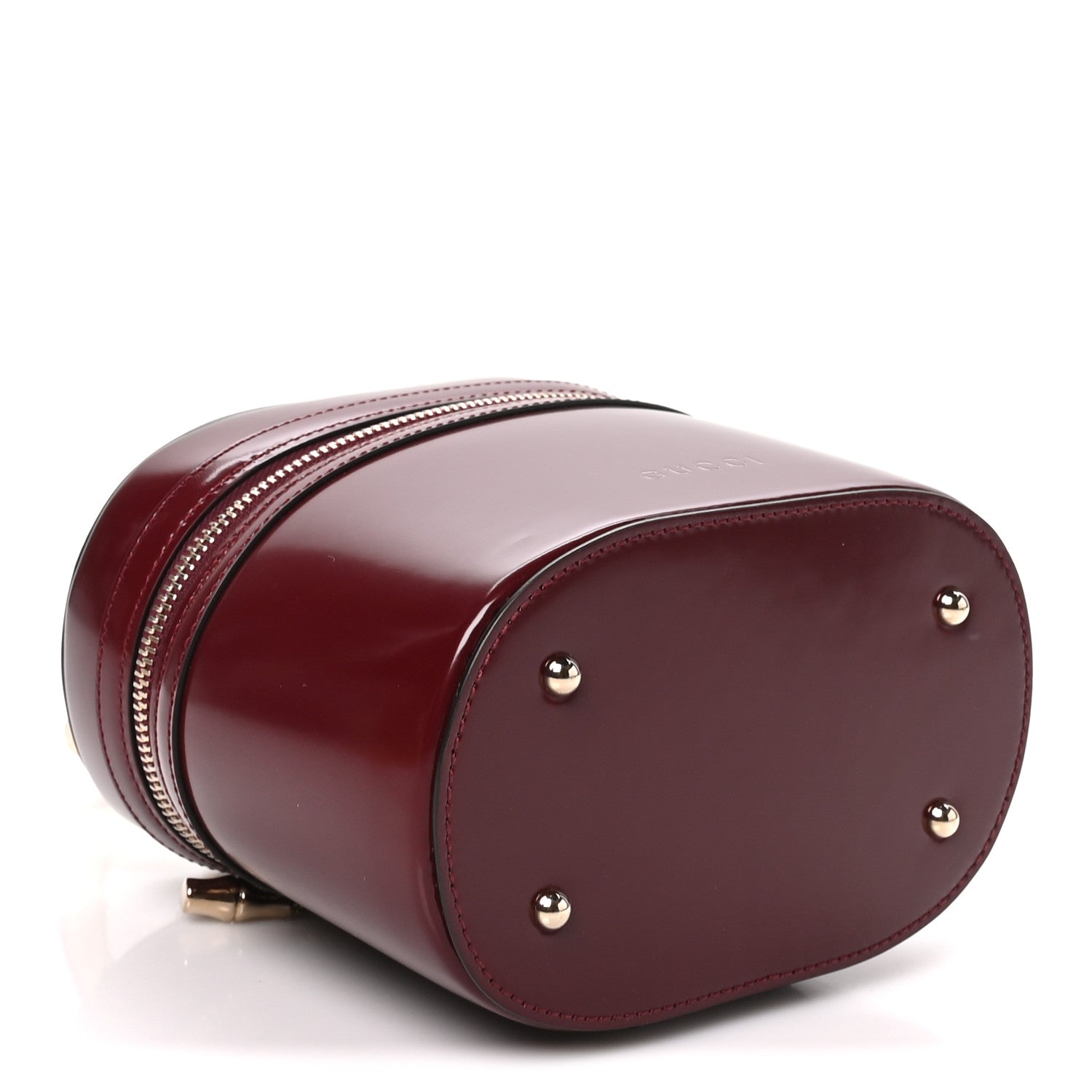 Gucci Patent Leather Bamboo Mini Vanity Bag Burgundy 4 of 10