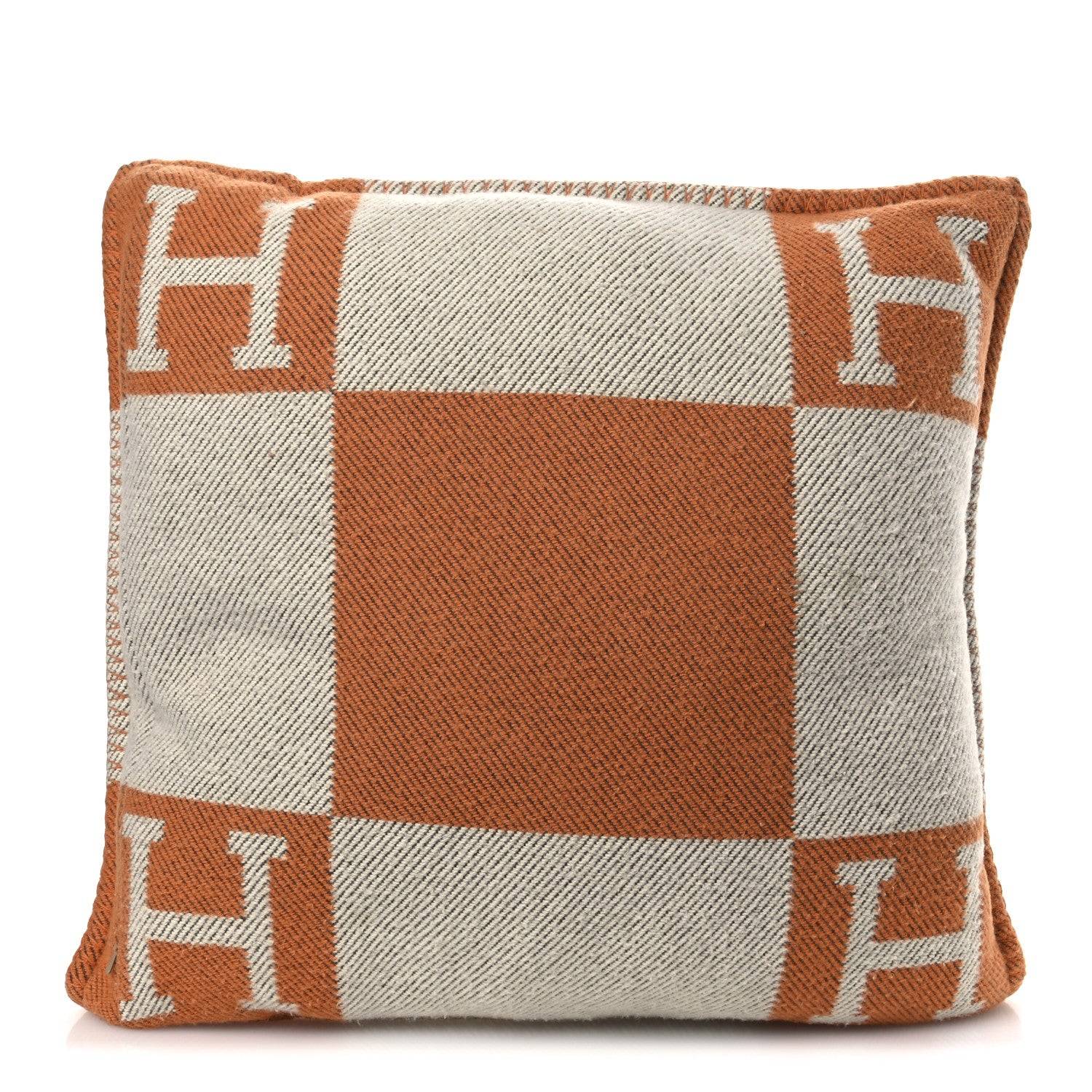 Hermes Wool Cashmere Avalon Pillow PM Ecru Potiron 2 of 4