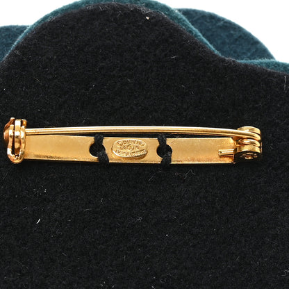 Chanel Felt Pearl CC Camellia Brooch Pin Dark Green 3 of 3