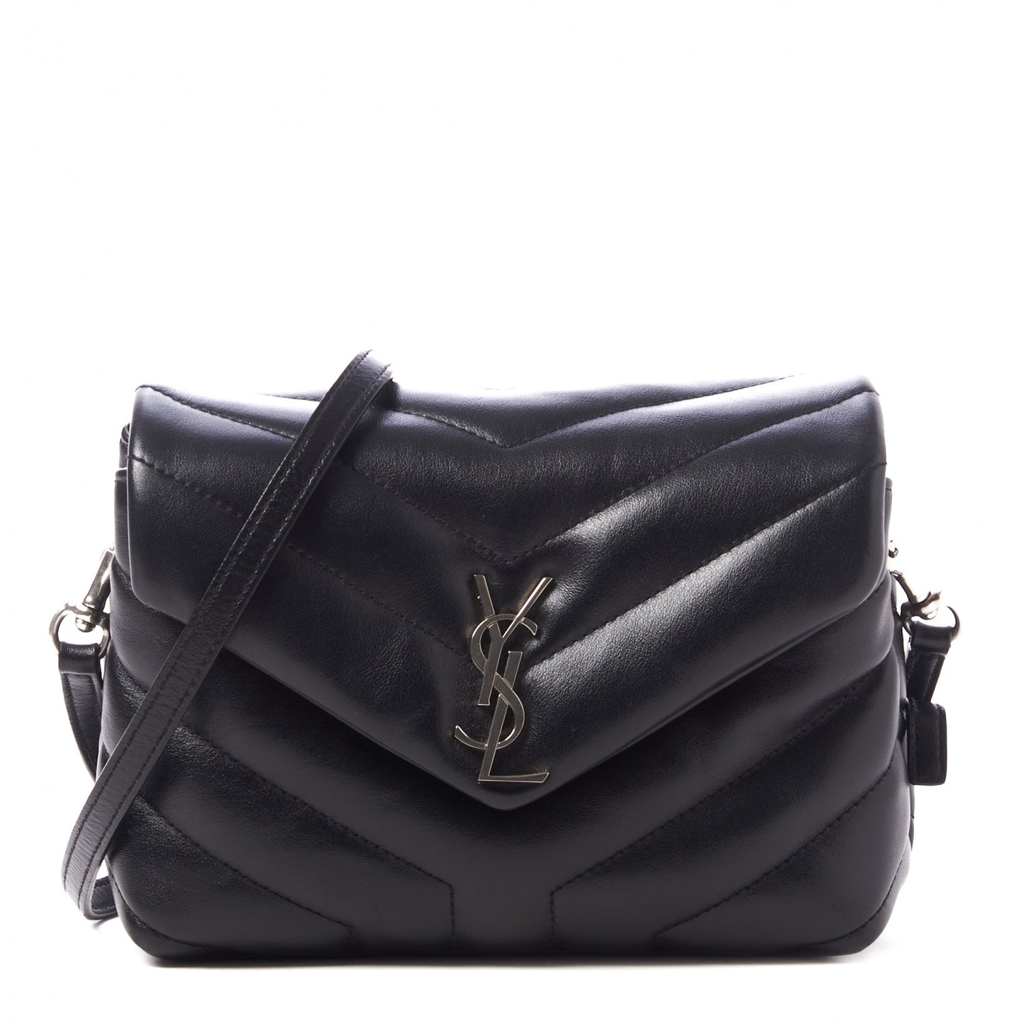 Calfskin Y Quilted Monogram Toy Loulou Crossbody Bag Black