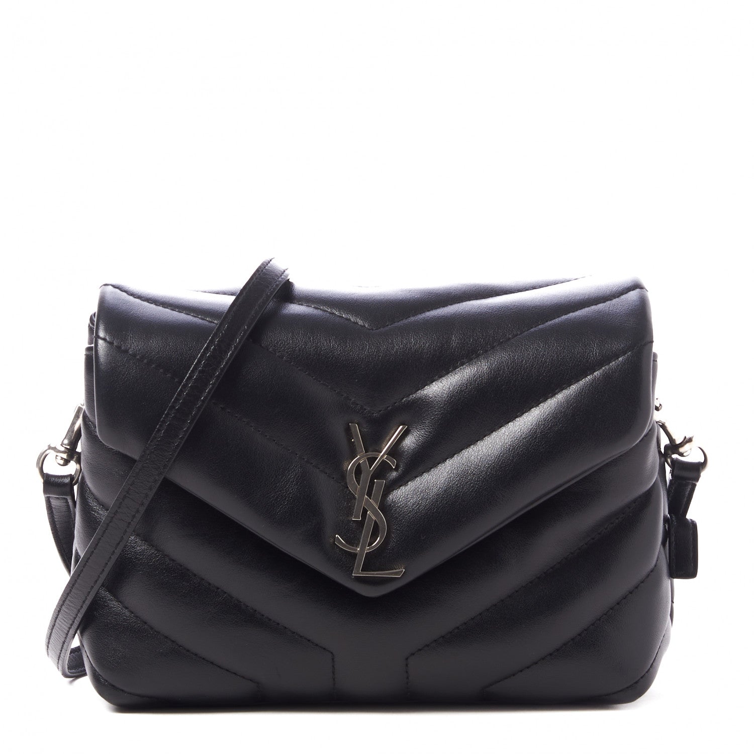 Saint Laurent Calfskin Y Quilted Monogram Toy Loulou Crossbody Bag Black 1 of 10