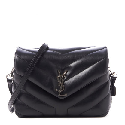 Saint Laurent Calfskin Y Quilted Monogram Toy Loulou Crossbody Bag Black 1 of 10