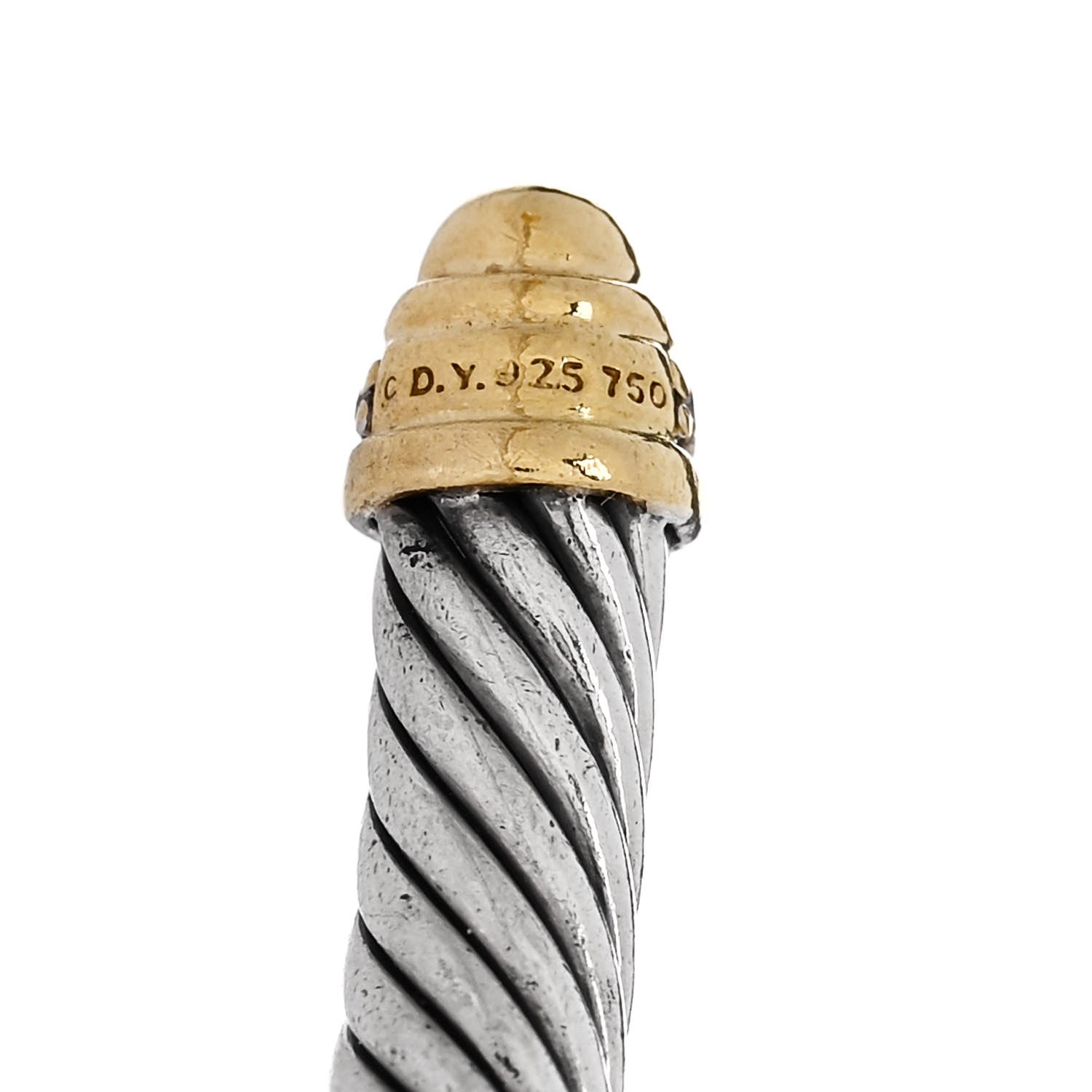 David Yurman Sterling Silver 18K Yellow Gold Diamond 5mm Cable Classics Bracelet 3 of 3