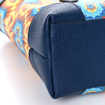 Gucci GG Supreme Kaleidoscope Calfskin Script Logo Gucci 100 Tote Bag Blue Orange Multicolor Blue Agata 7 of 8