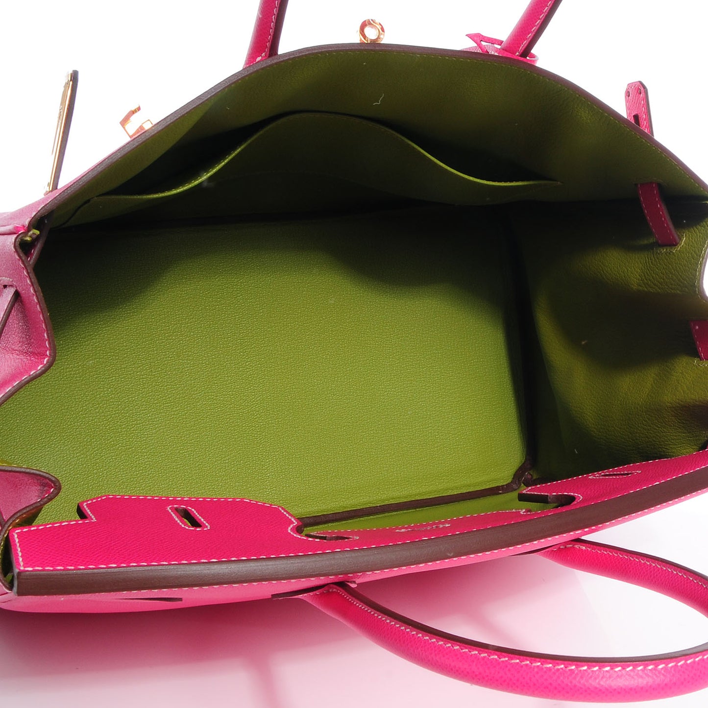 Epsom Bi-Color Horseshoe Candy Birkin 35 Rose Tyrien and Vert Anis