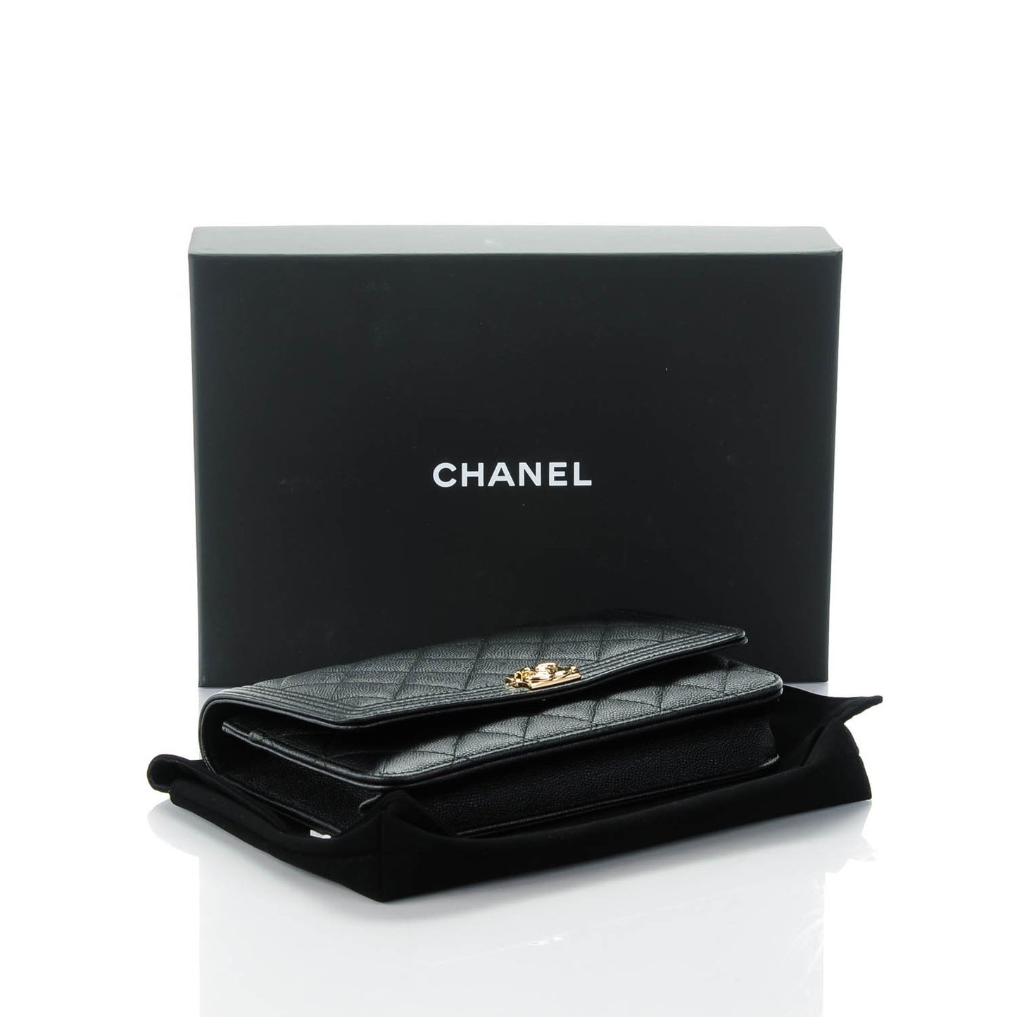 Caviar Quilted Boy Wallet On Chain WOC Black