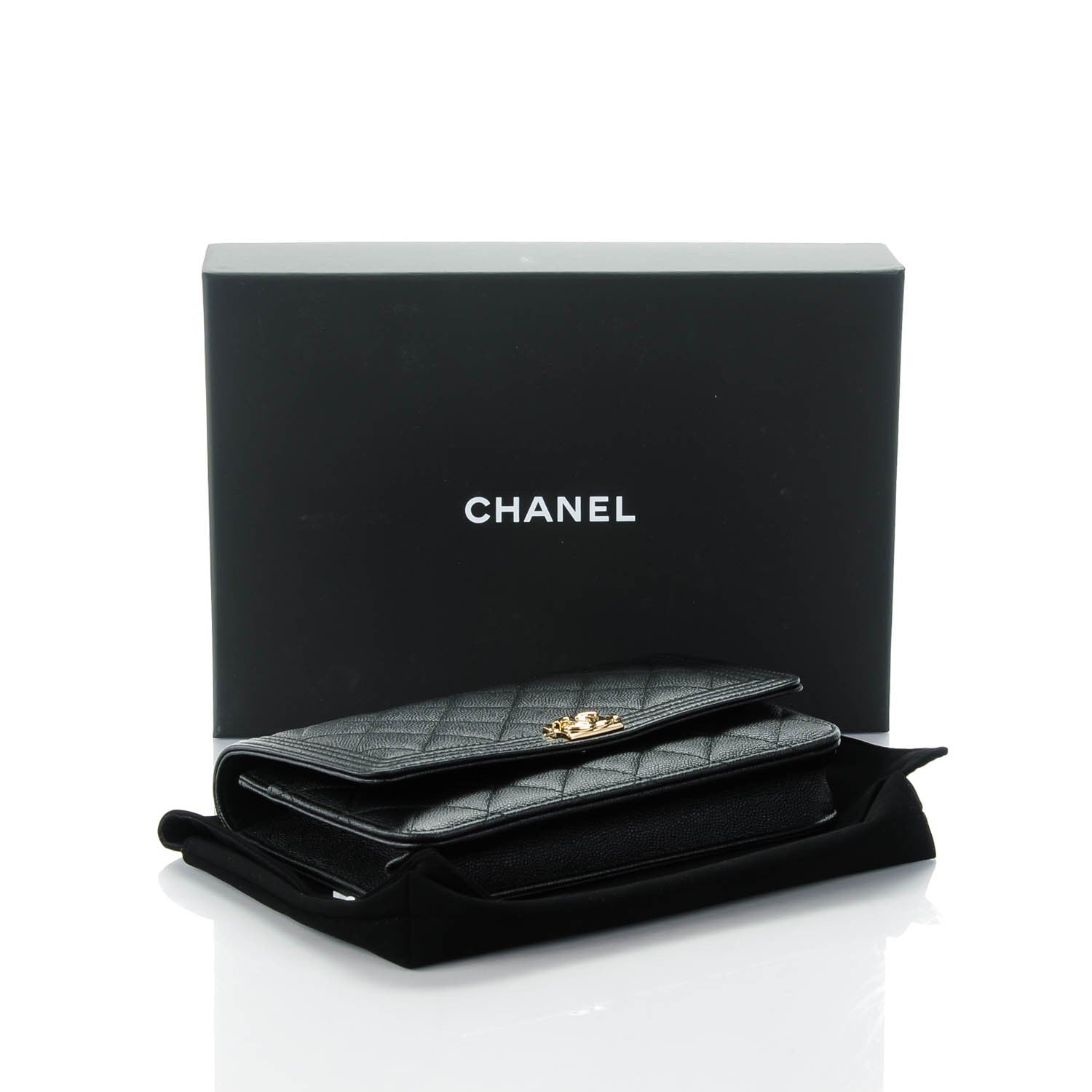 Chanel Caviar Quilted Boy Wallet On Chain WOC Black 4 of 8