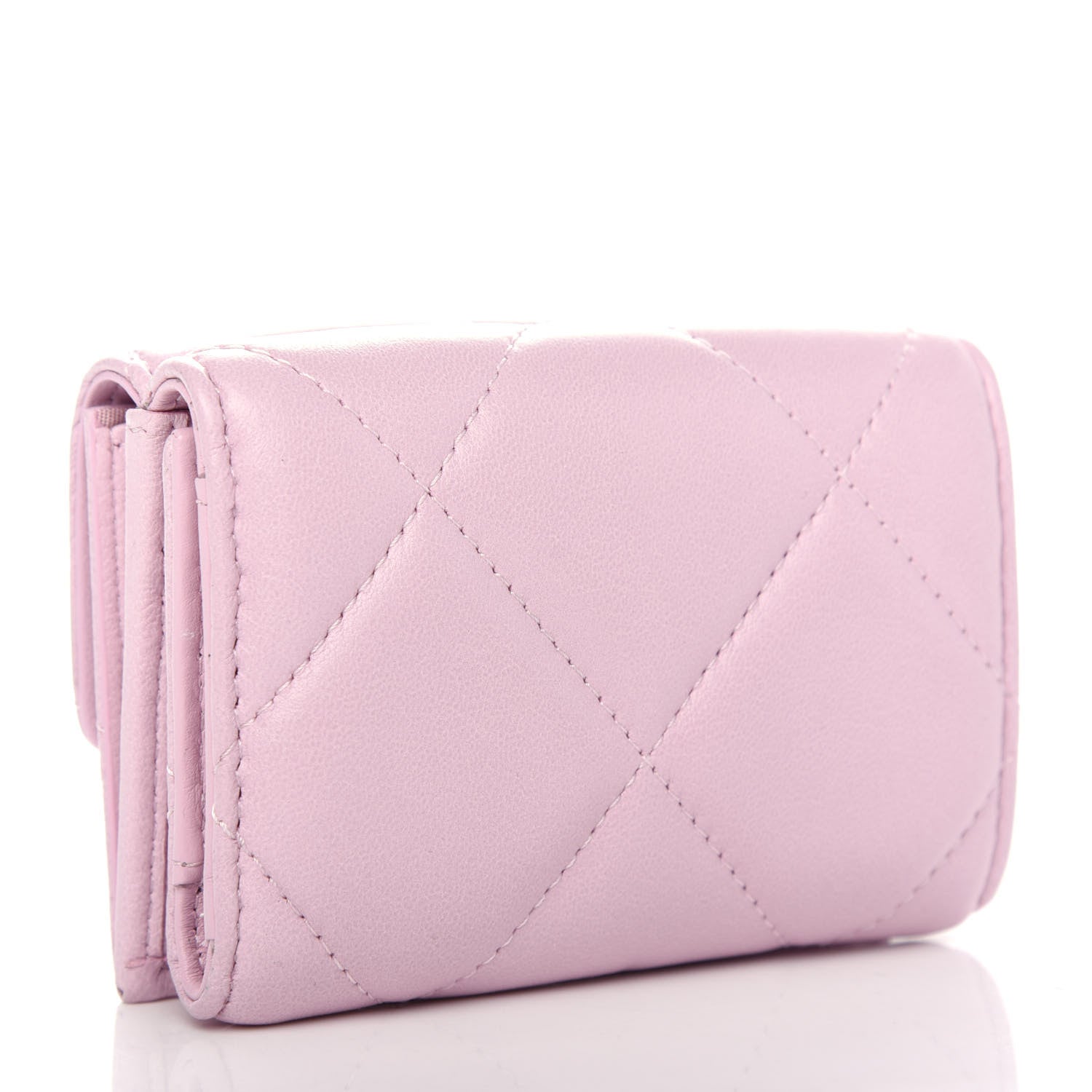 Chanel Goatskin Quilted Chanel 19 Flap Wallet Pink 3 of 9